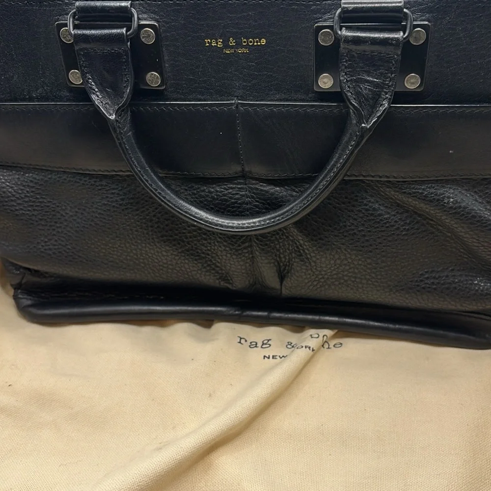 Rag & Bone black medium pilot satchel handbag w/dust bag top handle leather boho - Picture 11 of 15